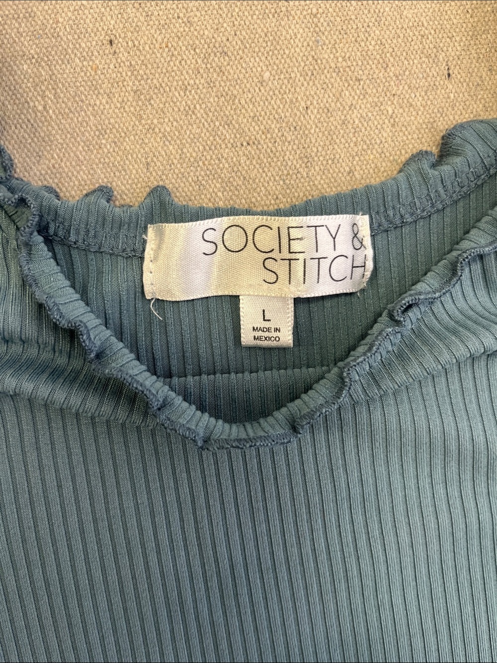 Girls' Teal Ribbed Ruffle Tank Top - Picture 2 of 9